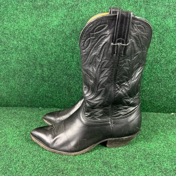 Vintage Nocona 7501 Black Deertan Leather Cowboy Western Mens Boots Size 11 D - Picture 3 of 8